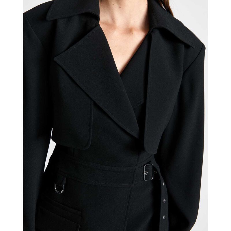 Cue Recycled Crepe Pleated Mini Trench Dress image number 2